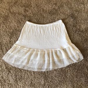 Casual cream skirt with dotted tulle